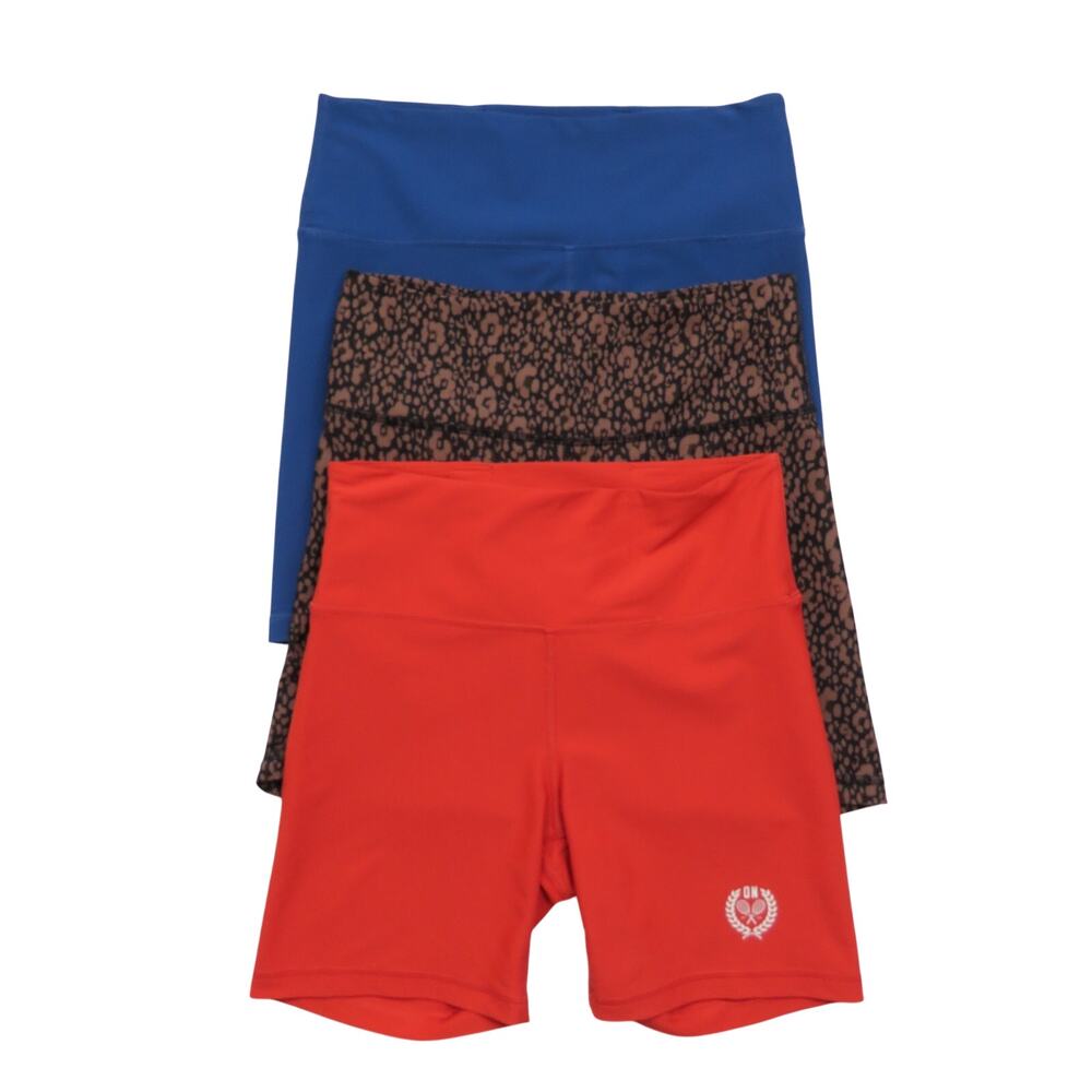 Old Navy High Rise Bike Shorts Athletic Biker Shorts Medium Blue Orange Leopard